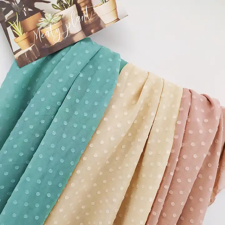 Wholesale 100% Polyester polka dot soft handfeeling jacquard chiffon fabric for dress