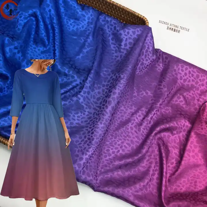 Wholesale satin fabric latest design high quality gradient printing silky satin jacquard fabric for fashion ladies' garment