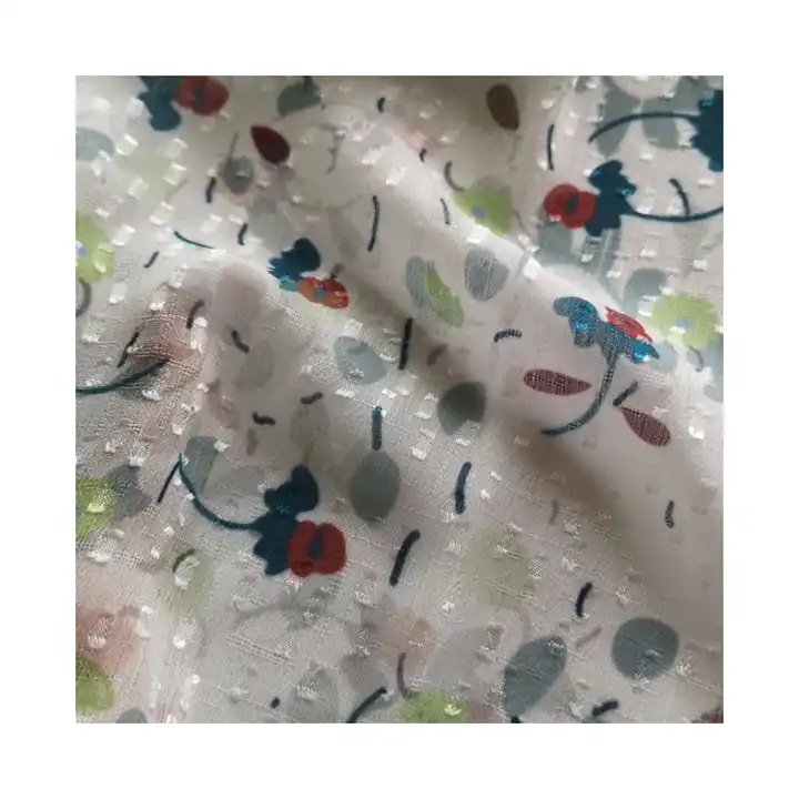 New designs high quality printing polaka dot chiffon jacquard fabric for dress