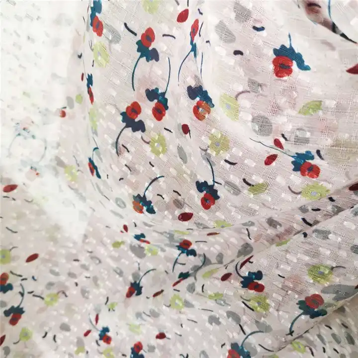 New designs high quality printing polaka dot chiffon jacquard fabric for dress