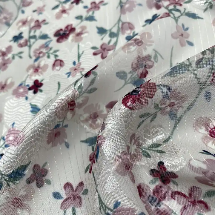 cutting flower chiffon printed fabric jacquard chiffon fabric for dress shirt skirt