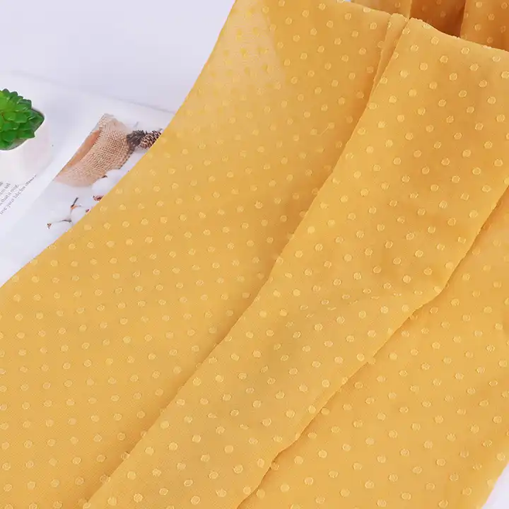 Wholesale 100% Polyester polka dot soft handfeeling jacquard chiffon fabric for dress