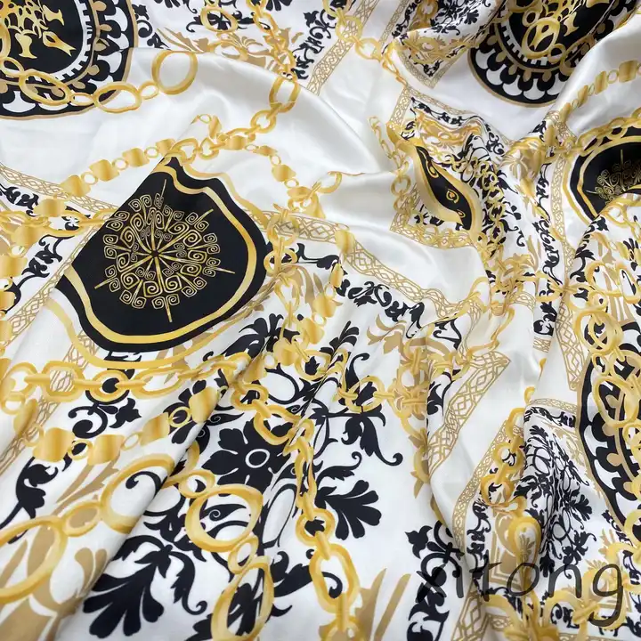 New high quality scarf dress fashion 100% polyester woven composite yarn twill satin fabric digital printed Baroque style fabric