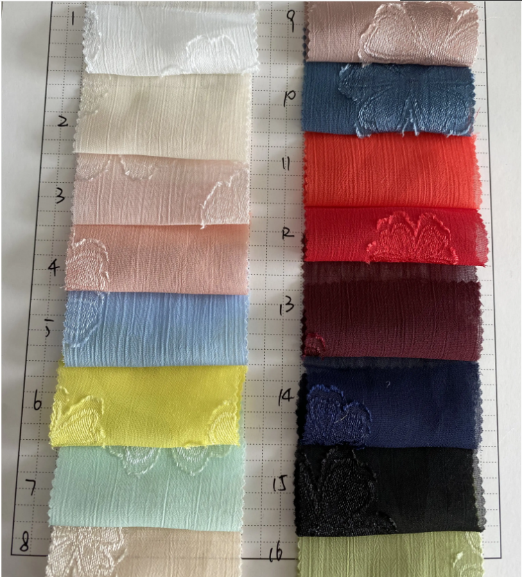 textile and fabric suppliers  woven textile readymade garment crepe chiffon jacquard polyester fabric for dress