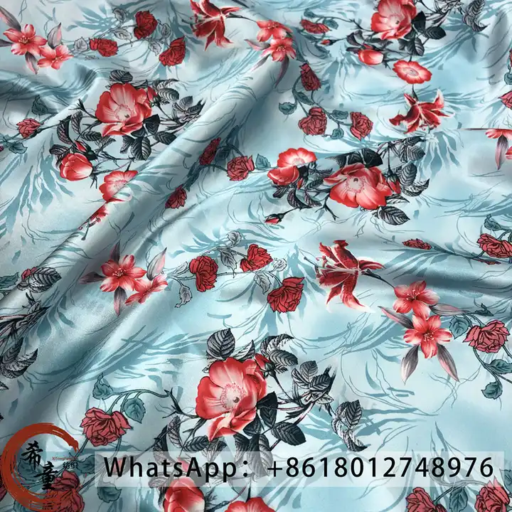 XiTong textile new design of large flower 100% polyester stretch satin digital print fabric for dress and sleeping wear