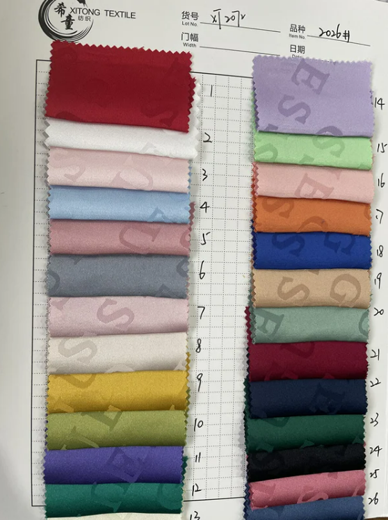 china fabric textile suppliers letter designer fabric POLYESTER SPANDEX jacquard satin fabric for leisure wear cloth