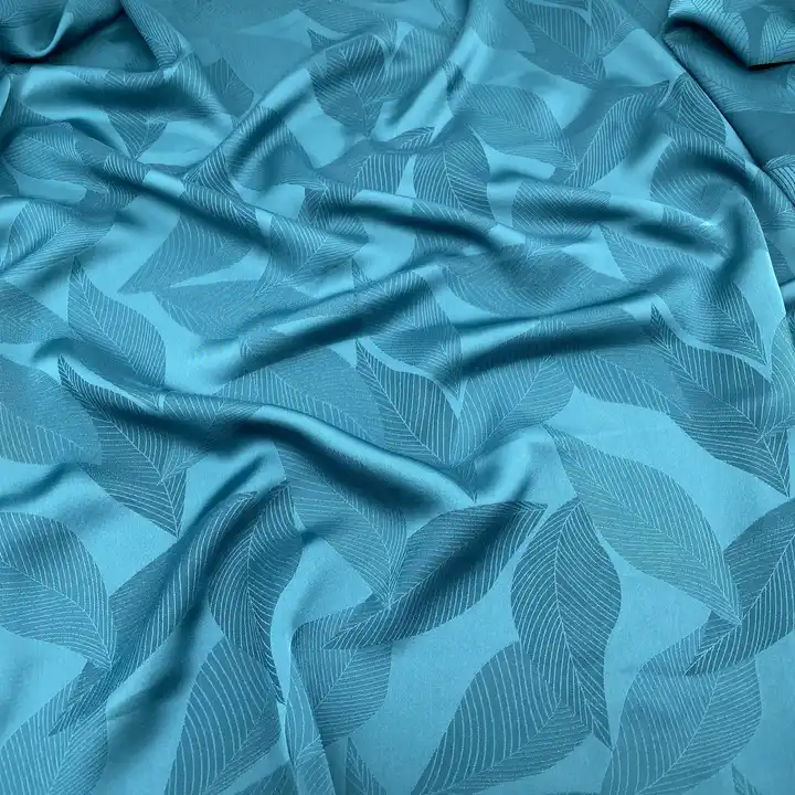 china fabric textile suppliers designer fabric POLYESTER SPANDEX LEAVE PATTERN jacquard satin fabric for leisure wear cloth