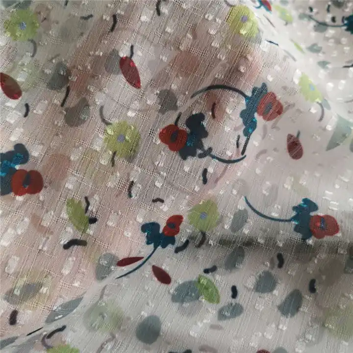 high quality printing polaka dot chiffon jacquard fabric for dress