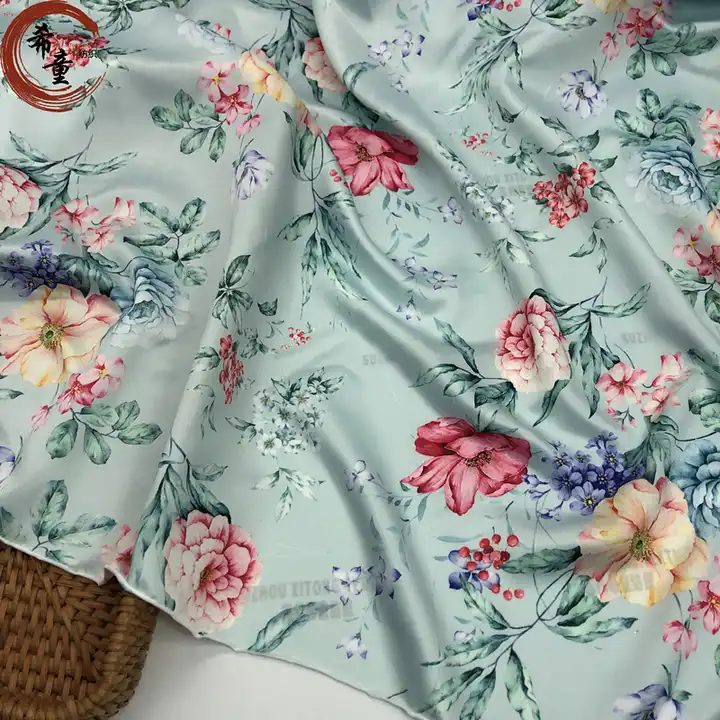 wholesale polyester fabric new design of large flower 100% polyester satin digital print fabric for dress and sleeping wear