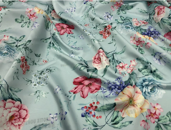 wholesale polyester fabric new design of large flower 100% polyester satin digital print fabric for dress and sleeping wear