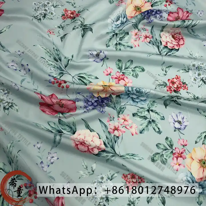 wholesale polyester fabric new design of large flower 100% polyester satin digital print fabric for dress and sleeping wear