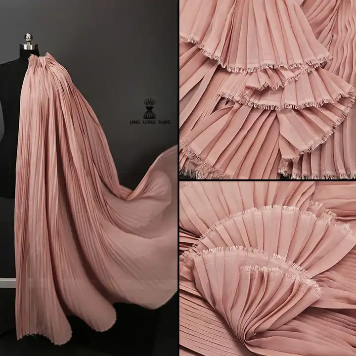 Chiffon Pleated Fabric for Summer Dress Designer Fabric Wholesale Cloth Per Meter Apparel Sewing Diy Pure Polyester Material