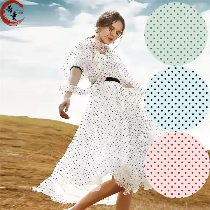 DIY Sewing Small Dot Fabric Tissue Chiffon Dropping Breathable Skirt Shirt Scarf Ribbon Material