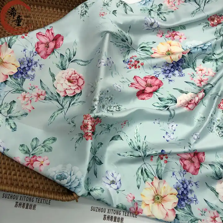 wholesale polyester fabric new design of large flower 100% polyester satin digital print fabric for dress and sleeping wear