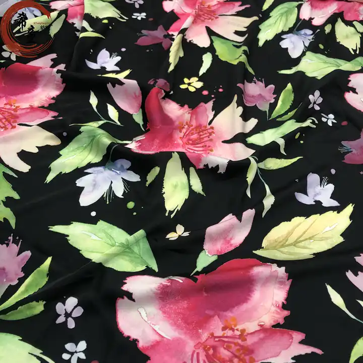 XiTong textile new design of large flower 100% polyester stretch satin digital print fabric for dress and sleeping wear