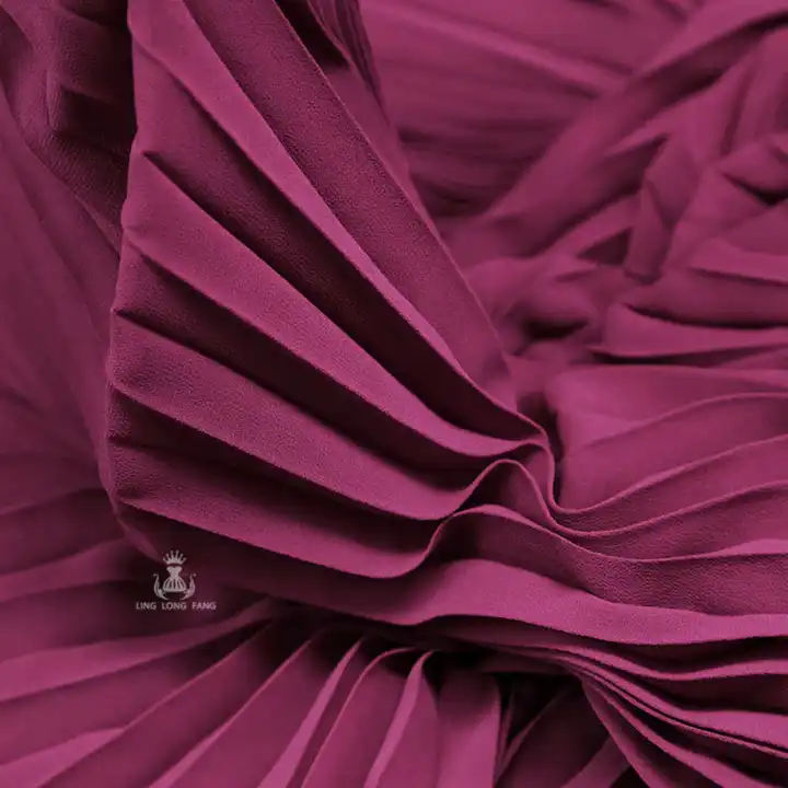 Georgette Chiffon Pleated Fabric 100% Polyester 75D High Twist Georgette Moss Crepe pleated Fabric for dress