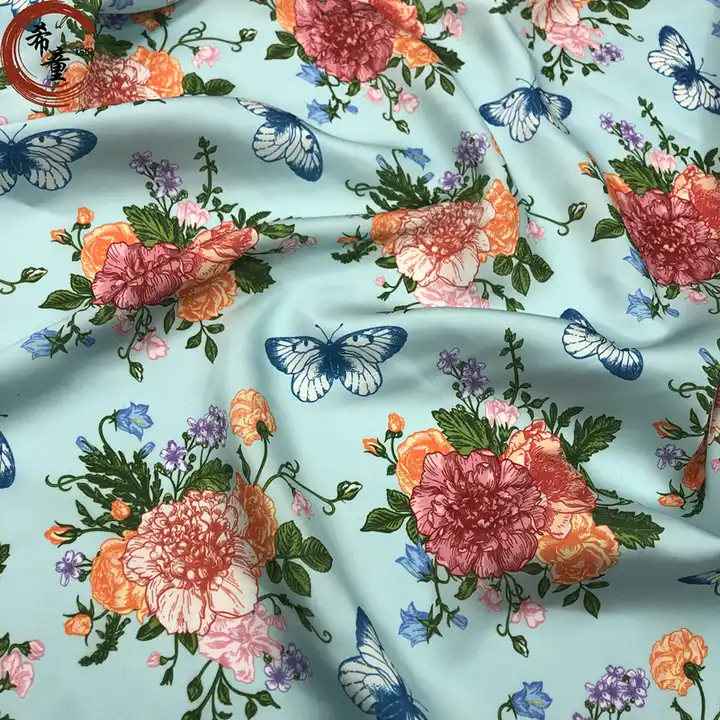 wholesale polyester fabric new design of large flower 100% polyester satin digital print fabric for dress and sleeping wear