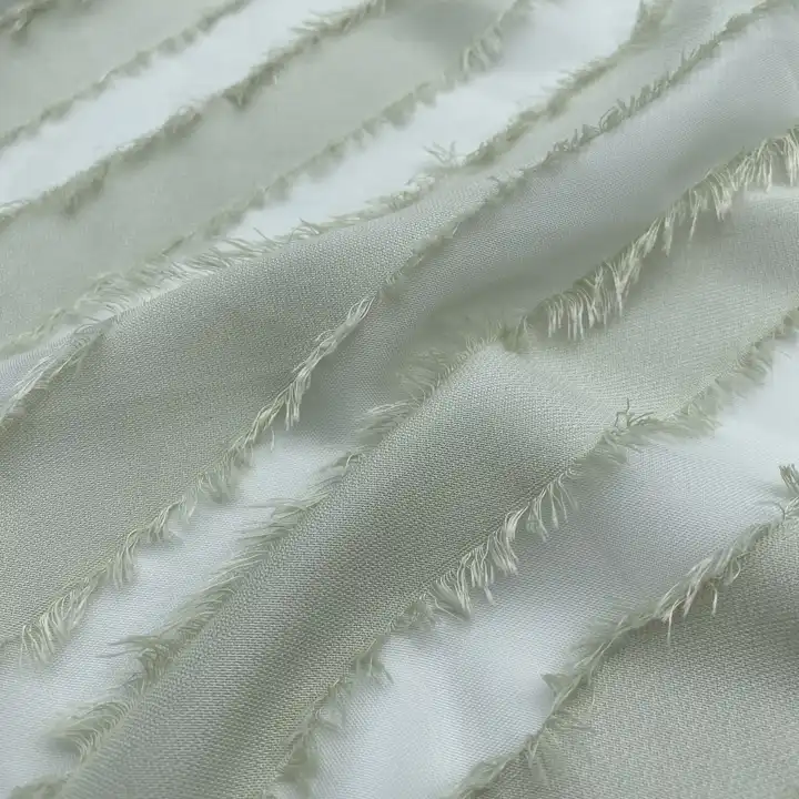 CHINA fabric TEXTILE manufacture FABRIC Wholesale stripe tassels clipping CHIFFON and carving Chiffon cutting for fashion lady