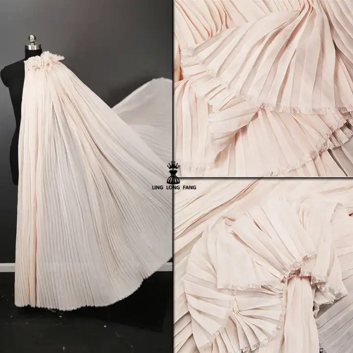 Chiffon Pleated Fabric for Summer Dress Designer Fabric Wholesale Cloth Per Meter Apparel Sewing Diy Pure Polyester Material