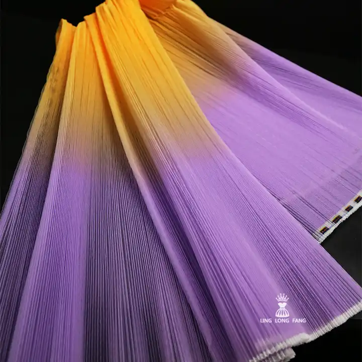 Accordion Pleated Stiff wrinkle gradient fabric mesh organza fabric for wedding dresses and designer DIY fabrics