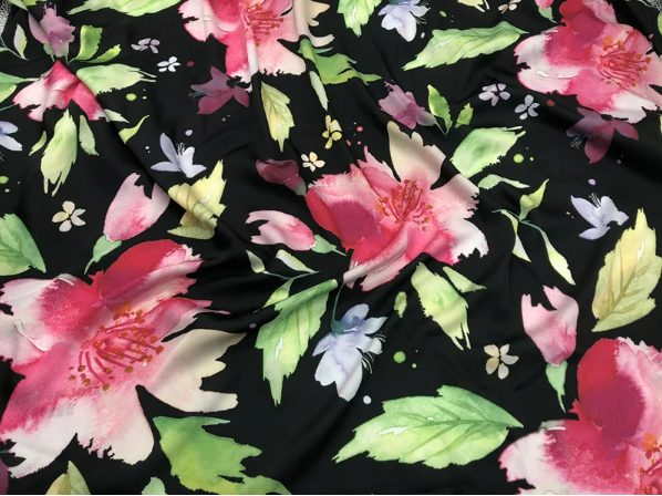 XiTong textile new design of large flower 100% polyester stretch satin digital print fabric for dress and sleeping wear