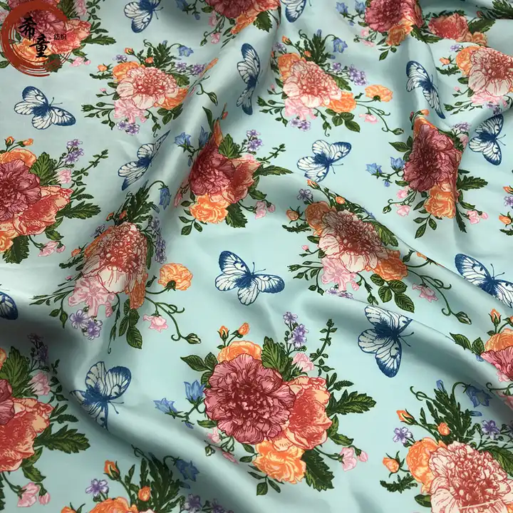 wholesale polyester fabric new design of large flower 100% polyester satin digital print fabric for dress and sleeping wear