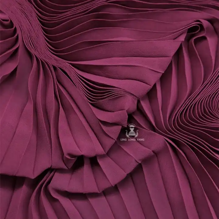 Georgette Chiffon Pleated Fabric 100% Polyester 75D High Twist Georgette Moss Crepe pleated Fabric for dress