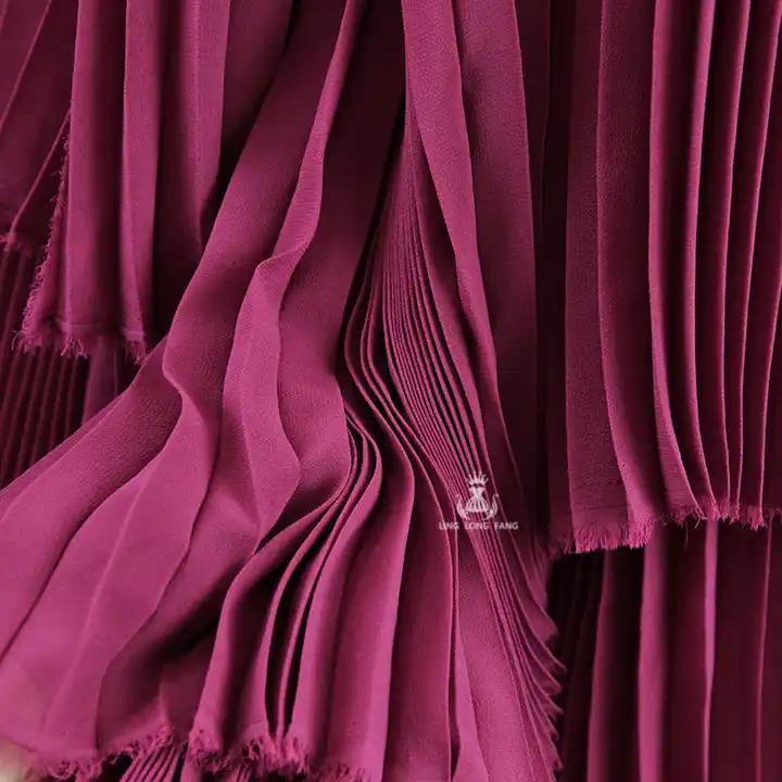 Georgette Chiffon Pleated Fabric 100% Polyester 75D High Twist Georgette Moss Crepe pleated Fabric for dress