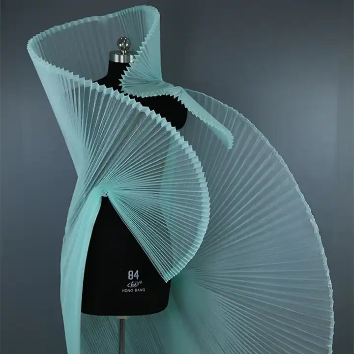Accordion Pleated Stiff Gauze Fabric By The Meter,Stage Background Mesh Fabrics,DIY Shape Sew Fashion Dress Designer Fabrics