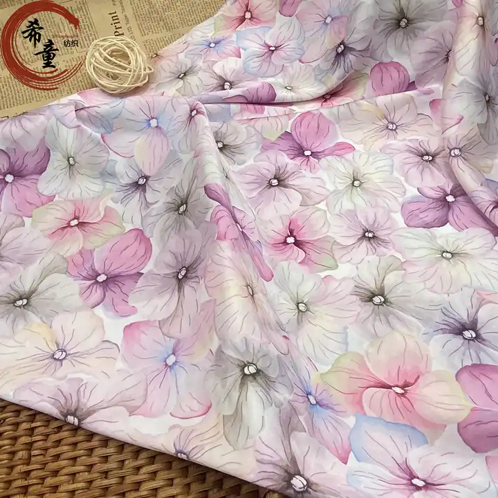 wholesale chiffon Customize Floral 100% print Satin fabric Small Flower Pattern Print Fabric for dress and sleeping wear