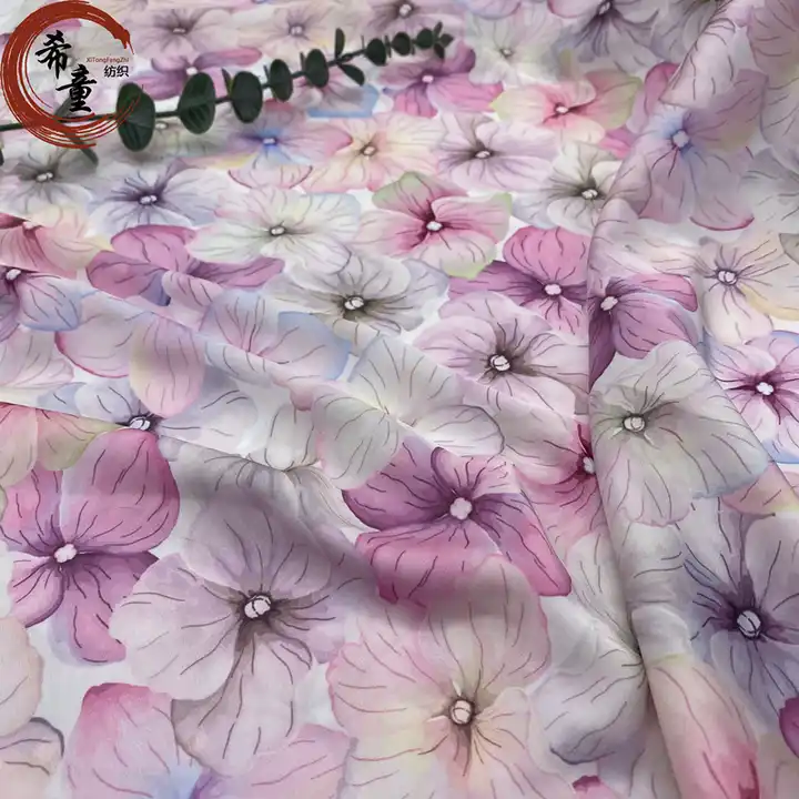 wholesale chiffon Customize Floral 100% print Satin fabric Small Flower Pattern Print Fabric for dress and sleeping wear