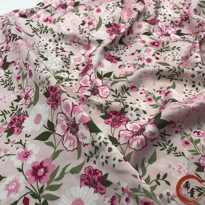 wholesale chiffon Customize Floral 100% print Satin fabric Small Flower Pattern Print Fabric for child's Dress Clothes