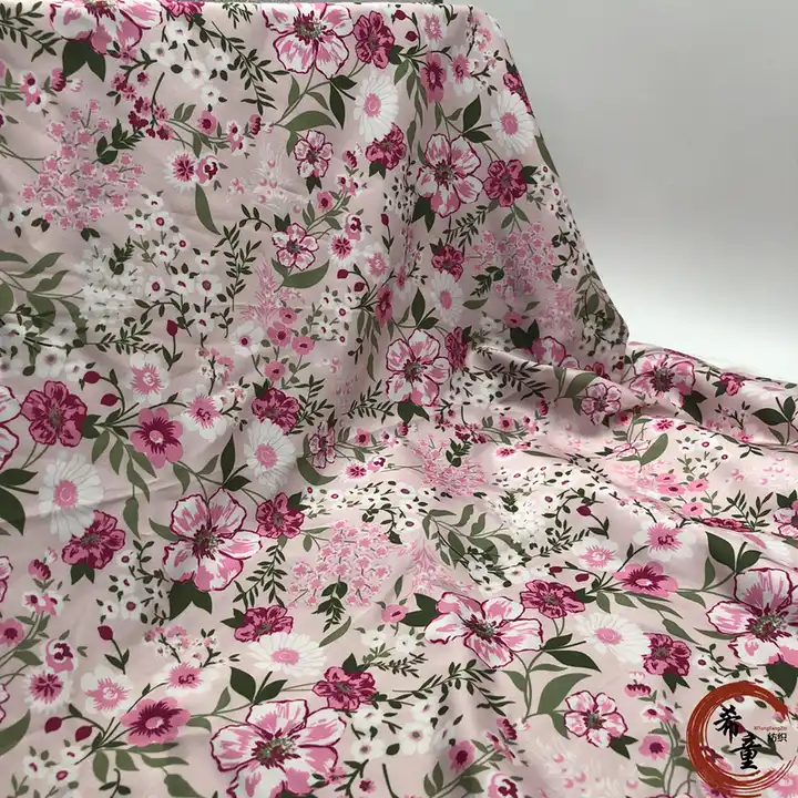 wholesale chiffon Customize Floral 100% print Satin fabric Small Flower Pattern Print Fabric for child's Dress Clothes