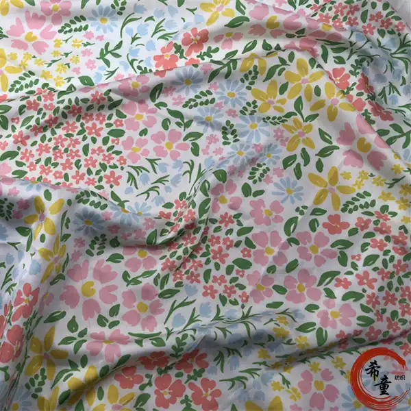 wholesale chiffon Customize Floral 100% print Satin fabric Small Flower Pattern Print Fabric for dress and sleeping wear