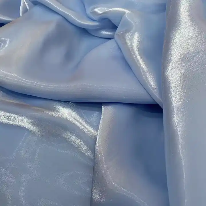 64gsm Wholesale Satin Shinny Liquid Soft Silky polyester crystal silk Organza shimmer Fabric for blouses/dress or printed