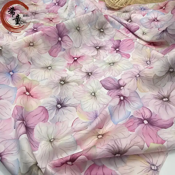 wholesale chiffon Customize Floral 100% print Satin fabric Small Flower Pattern Print Fabric for dress and sleeping wear