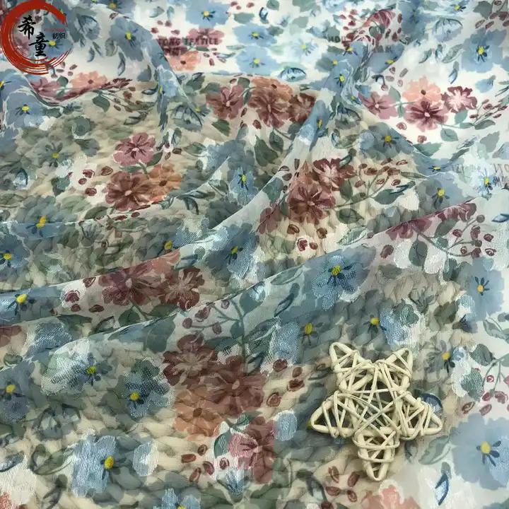 100% Polyester Soft Beautiful Floral Pattern Jacquard Chiffon Fabric for Lady's Dress or Silk Scarf