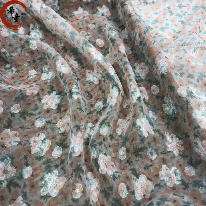 Soft Beautiful Floral Pattern Jacquard Chiffon Fabric for Lady's Dress or Silk Scarf