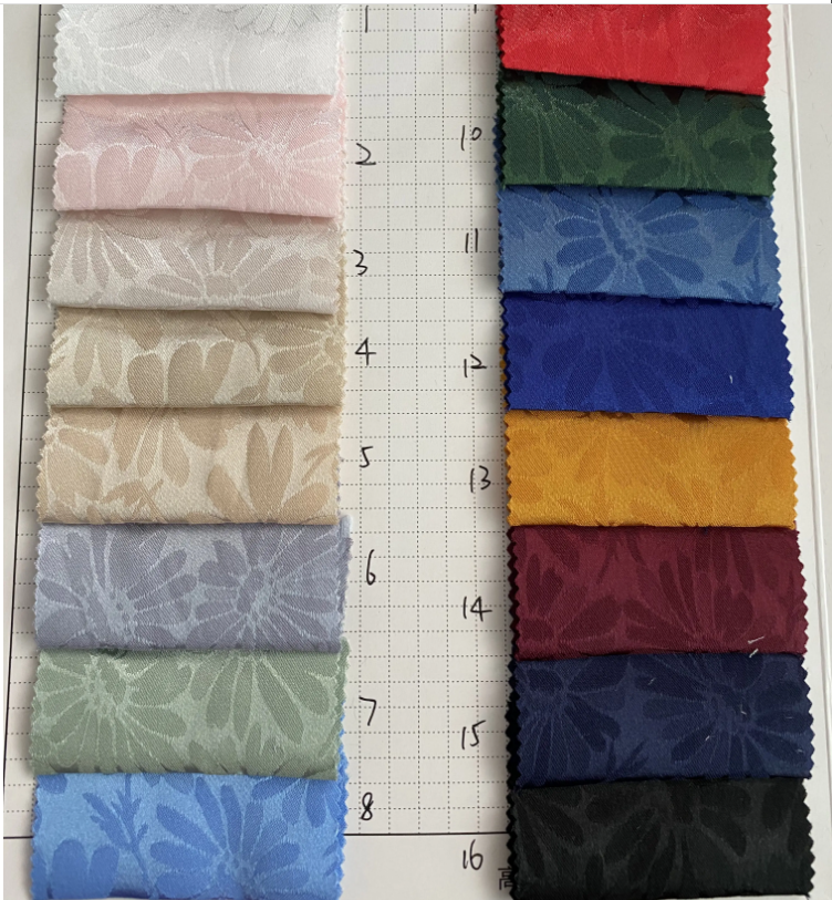 97%P 3%SP POLYESTER SATIN FABRIC CLOTHING FABRIC NEW DESIGN WHOLESALE Daisy JACQUARD SATIN FOR FASHION LADY'S GARMENTS