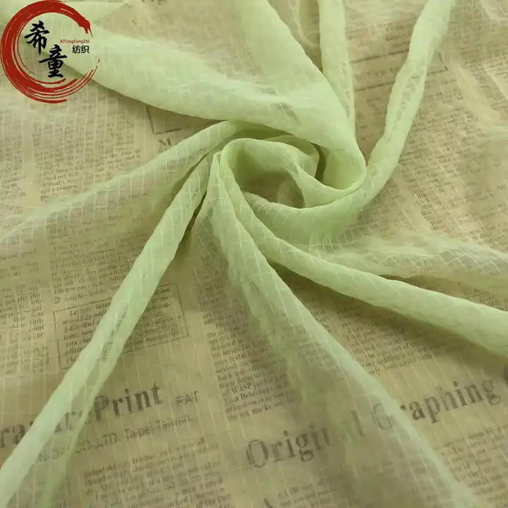 High quality Pure Color 36gsm Lightweight Seersucker Woven Crepe Organza Fabric for Sun-proof Clothing or Baby Clothes