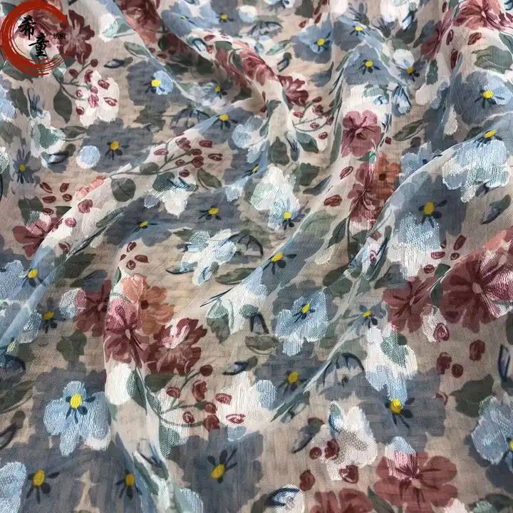 100% Polyester Soft Beautiful Floral Pattern Jacquard Chiffon Fabric for Lady's Dress or Silk Scarf