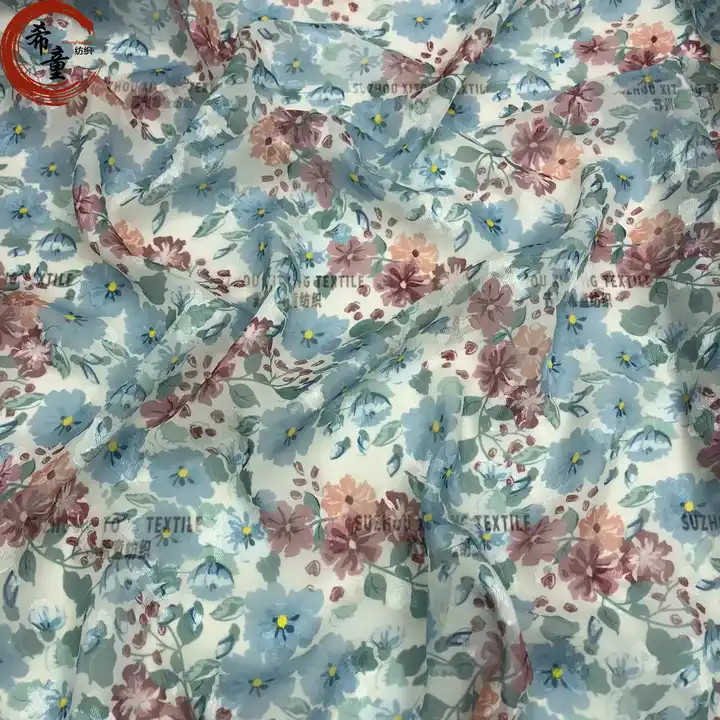 100% Polyester Soft Beautiful Floral Pattern Jacquard Chiffon Fabric for Lady's Dress or Silk Scarf