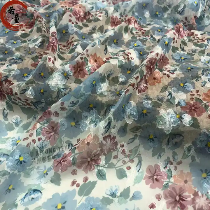 100% Polyester Soft Beautiful Floral Pattern Jacquard Chiffon Fabric for Lady's Dress or Silk Scarf