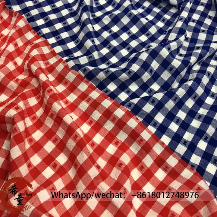 Wholesale Crepe Plaid Dot Jacquard Chiffon Fabric for Summer Dress or Shirt