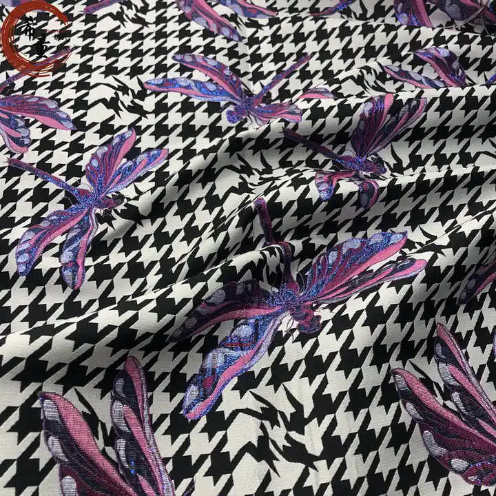 Good quality 100%polyester woven customize fashion yarn dyed Metallic Jacquard Brocade fabric for dress