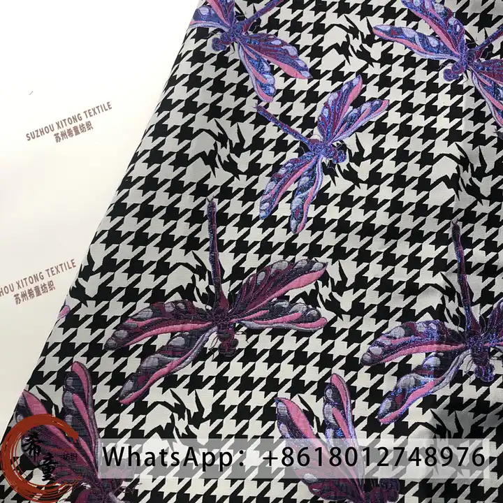 Good quality 100%polyester woven customize fashion yarn dyed Metallic Jacquard Brocade fabric for dress