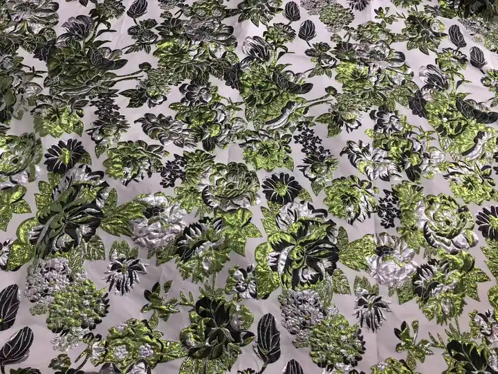 New arrival woven polyester fashionable luxury 3D flower pattern jacquard brocade fabric for suits or formal dress fabric