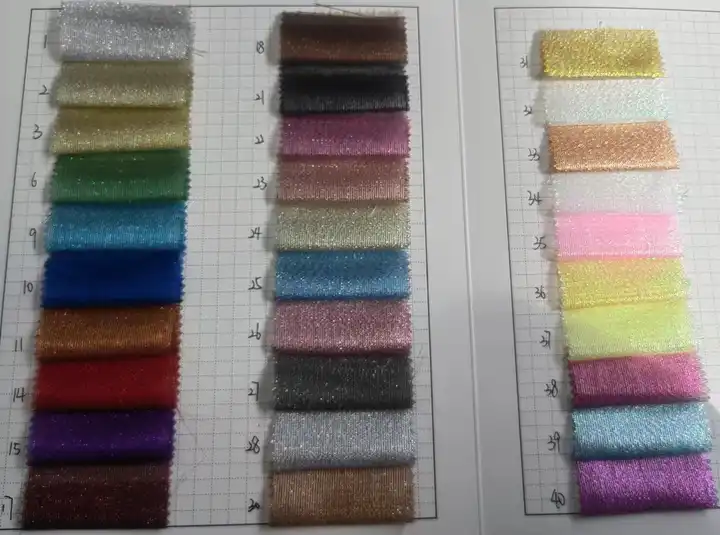 60GSM Wedding Colorful Metallic Lurex Yarn Dyed Organza Fabric for Stage Dress