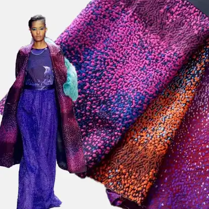 Good quality 100%polyester woven customize fashion yarn dyed Metallic Jacquard Brocade fabric for dress