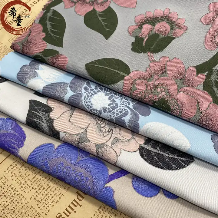 XITONG TEXTILE High quality 100%polyester woven customize fashion flower yarn dyed brocade jacquard fabrics for garment
